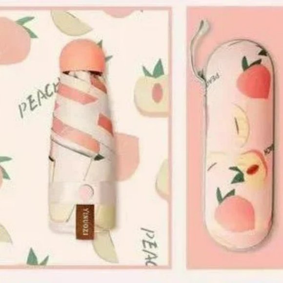 Peach Mini Sun Rain Pocket Umbrella - Picture 4 of 4